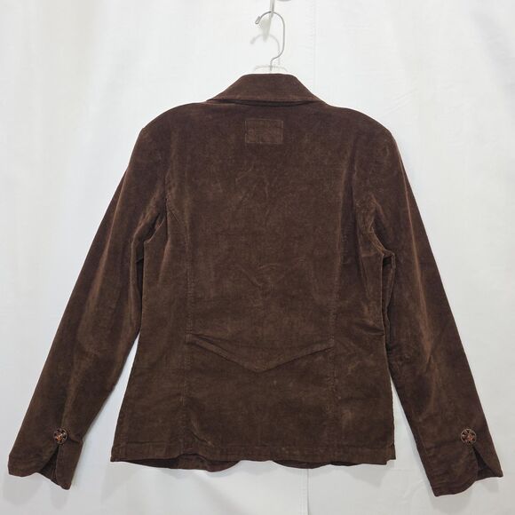 Live A Little Stretch Corduroy Jacket Blazer Med Brown Western Cowgirl Chic - Picture 3 of 10